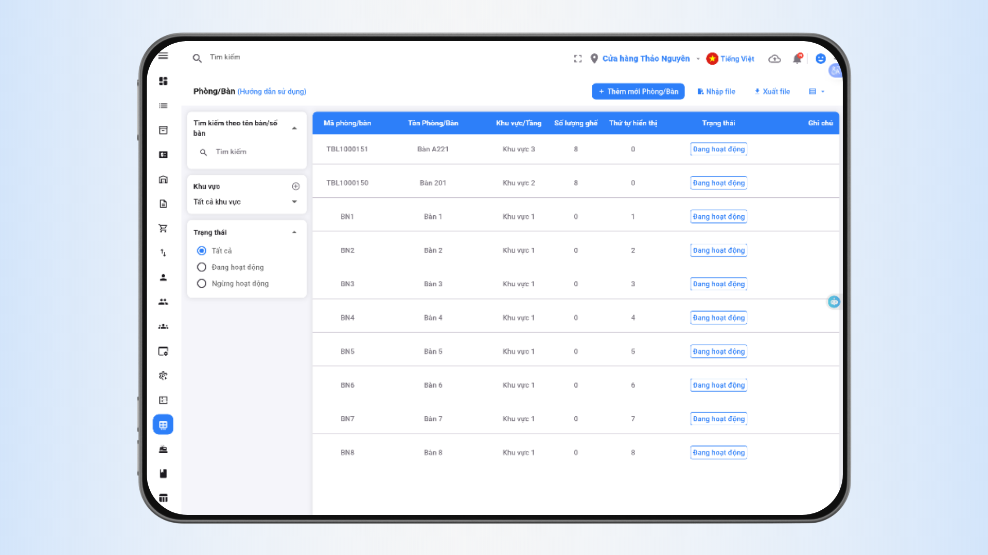 Quản lý Tầng/Bàn